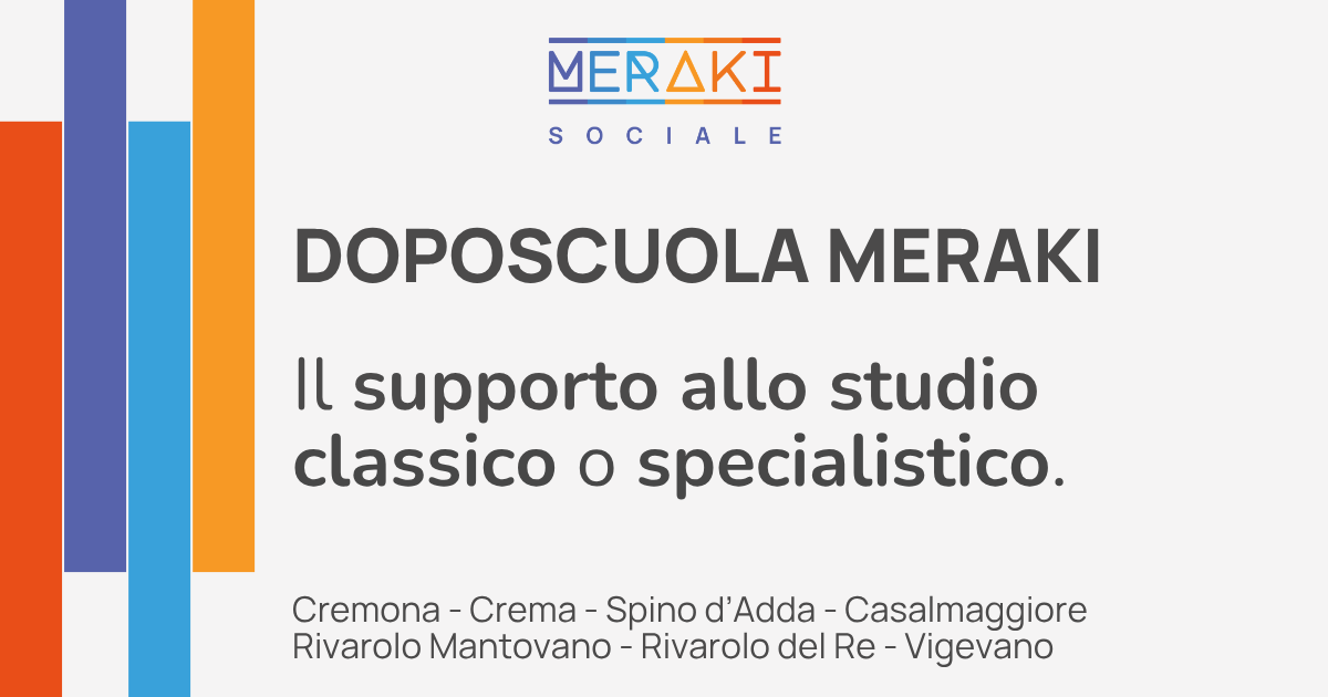 Banner per introdurre l'elenco dei diversi doposcuola della cooperativa sociale Meraki